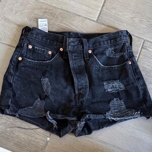 Levi’s 501 Distressed Black Denim